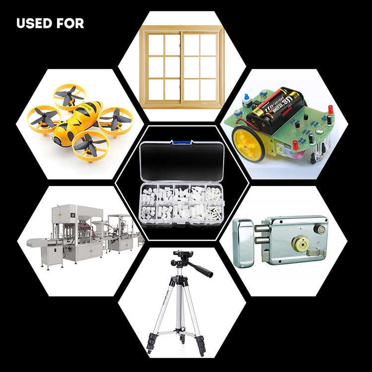 150 PCS Nylon M3 White Hex Socket Stud Nut Screws PCB Standoff Assortment Kit (White)