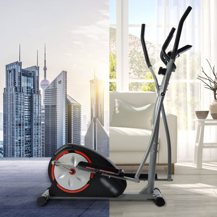 [EU Warehouse] Home Cross Elliptical Trainer with LCD Display & Equipment Stand(Black Red)