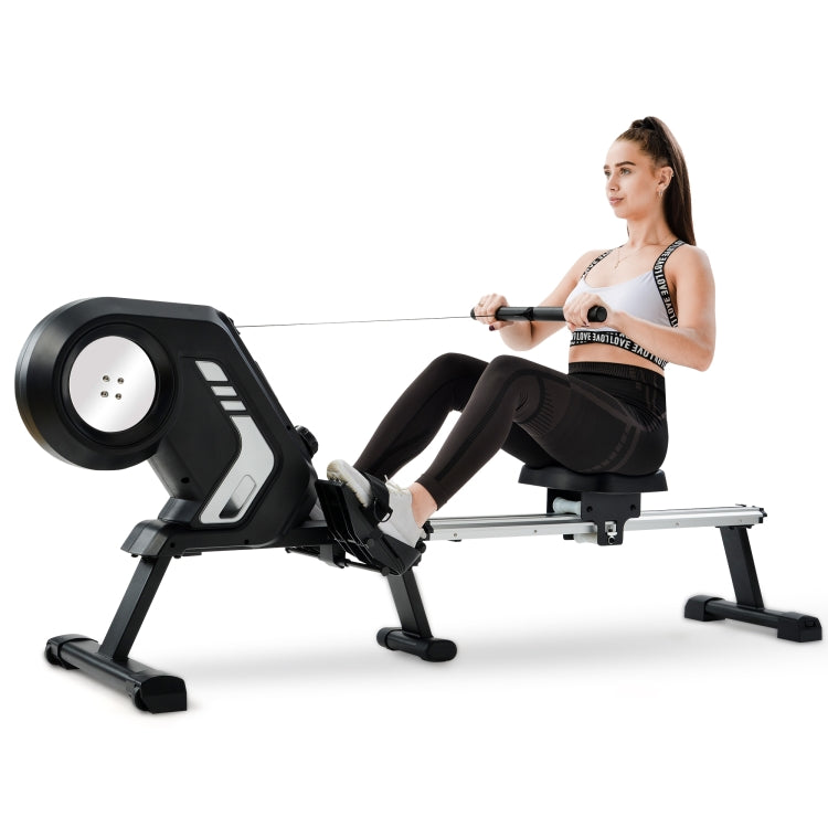 [EU Warehouse] Foldable Rowing Machine with Magnetic Resistance&LCD Display&Non-slip Pedals&Transport Wheels(Grey)