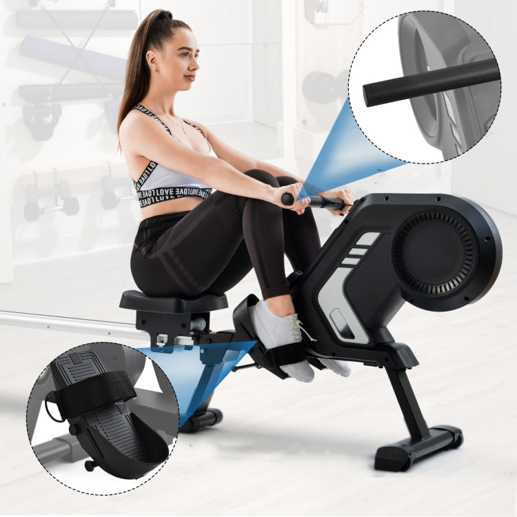 [EU Warehouse] Foldable Rowing Machine with Magnetic Resistance&LCD Display&Non-slip Pedals&Transport Wheels(Grey)