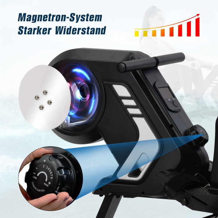 [EU Warehouse] Foldable Rowing Machine with Magnetic Resistance&LCD Display&Non-slip Pedals&Transport Wheels(Grey)