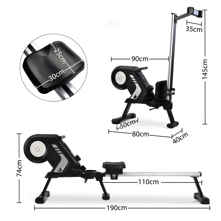 [EU Warehouse] Foldable Rowing Machine with Magnetic Resistance&LCD Display&Non-slip Pedals&Transport Wheels(Grey)