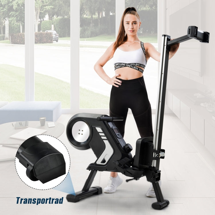 [EU Warehouse] Foldable Rowing Machine with Magnetic Resistance&LCD Display&Non-slip Pedals&Transport Wheels(Grey)