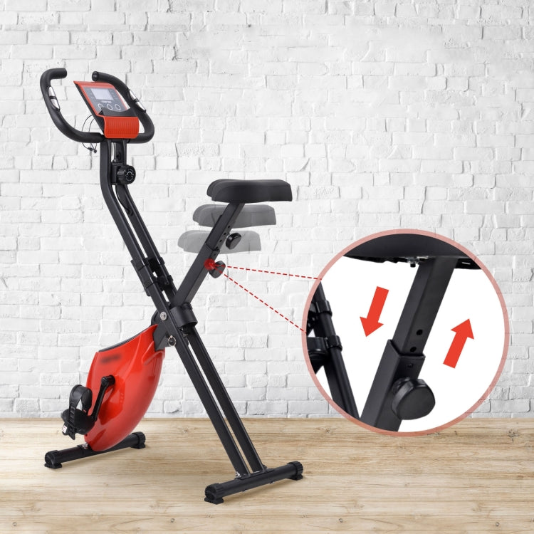[EU Warehouse] Magnetic Foldable Exercise Bike with Padded Seat & LCD Console (Red)