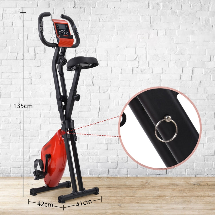 [EU Warehouse] Magnetic Foldable Exercise Bike with Padded Seat & LCD Console (Red)