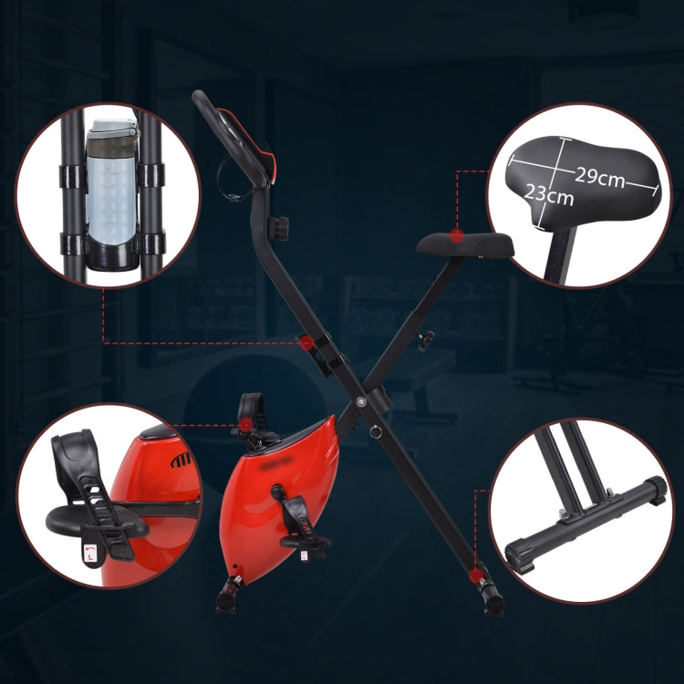 [EU Warehouse] Magnetic Foldable Exercise Bike with Padded Seat & LCD Console (Red)