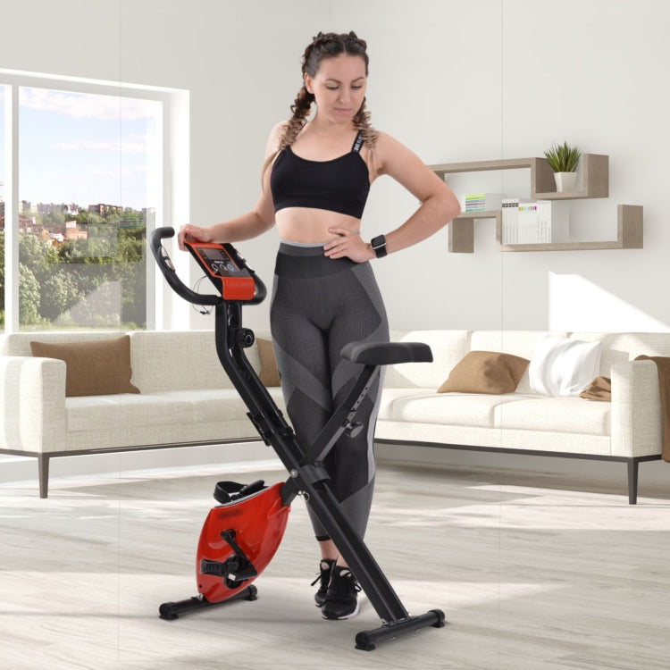 [EU Warehouse] Magnetic Foldable Exercise Bike with Padded Seat & LCD Console (Red)
