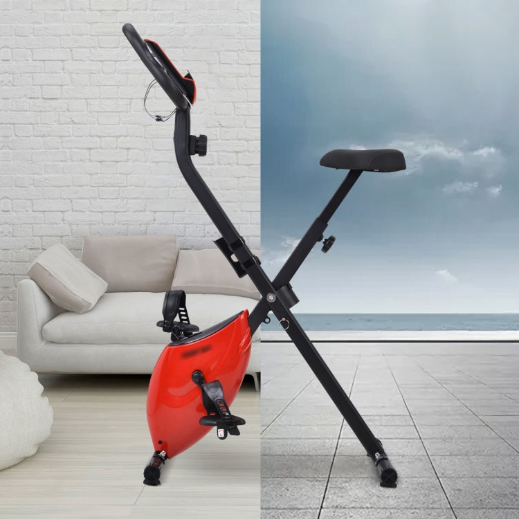 [EU Warehouse] Magnetic Foldable Exercise Bike with Padded Seat & LCD Console (Red)