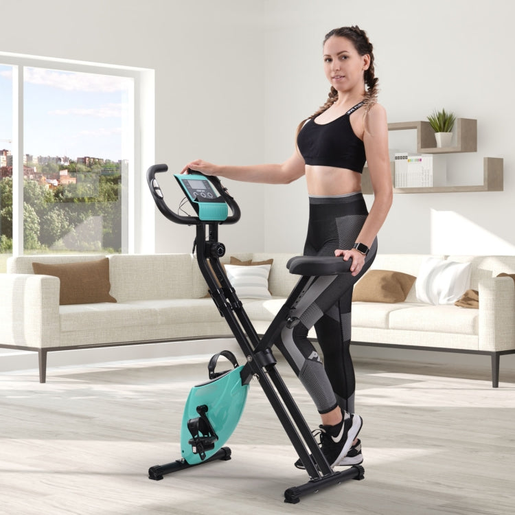 [EU Warehouse] Magnetic Foldable Exercise Bike with Padded Seat & LCD Console (Blue)