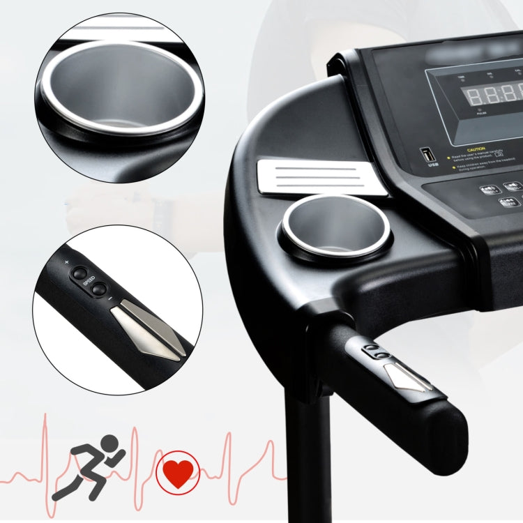 [EU Warehouse] Indoor Foldable Treadmills Support Preset Speed Levels & USB / AUX / Bluetooth Connectivity & LED Display(Black)
