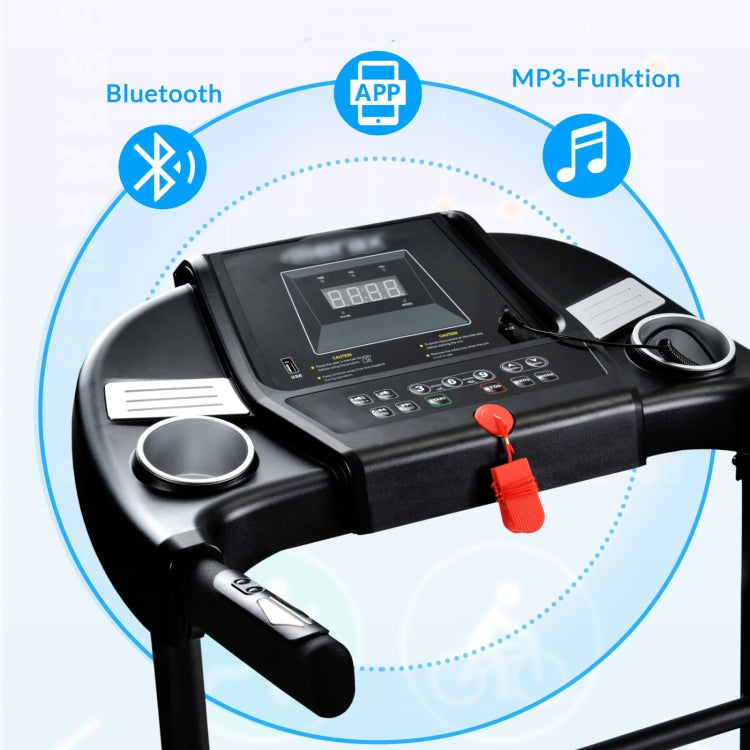 [EU Warehouse] Indoor Foldable Treadmills Support Preset Speed Levels & USB / AUX / Bluetooth Connectivity & LED Display(Black)