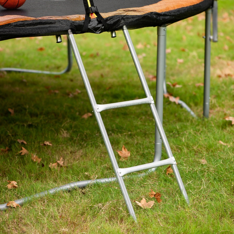 [US Warehouse] 14FT Outdoor Garden Trampoline with Basketball Hoop & Ladder & enclosure(Orange)