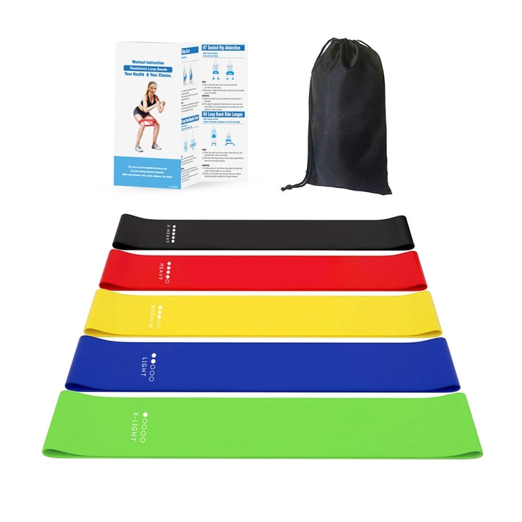 5 Color (Black, Blue, Green, Red, Yellow) Heavy Thicker Resistance Bands Fitness Natural Latex Stretch Band Yoga Straps with Pouch Bag