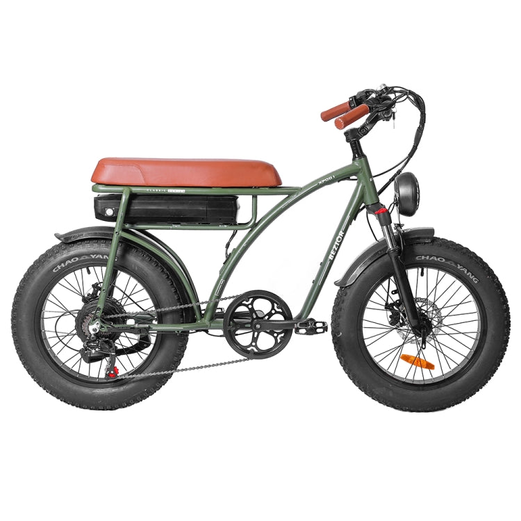 [EU Warehouse] BEZIOR XF001 1000W 48V 12.5AH Retro Electric Bicycle with LCD Digital Display & 20 inch Tires, EU Plug(Army Green)