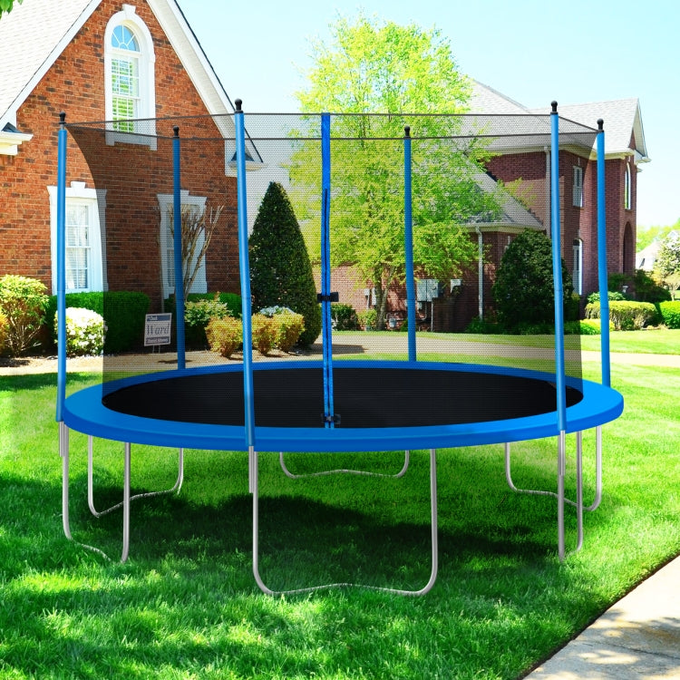 [US Warehouse] 13FT Outdoor Activity Round Trampoline Bouncing Bed, Size: 156x156x112.6 inch(Blue)