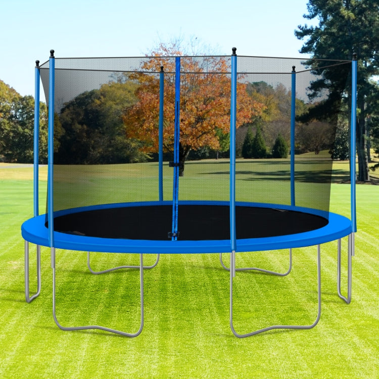 [US Warehouse] 13FT Outdoor Activity Round Trampoline Bouncing Bed, Size: 156x156x112.6 inch(Blue)
