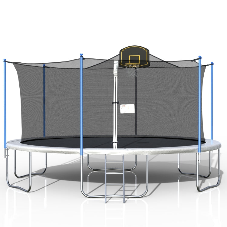 [US Warehouse] 16FT Outdoor Activity Round Trampoline Bouncing Bed with backboard(Black)