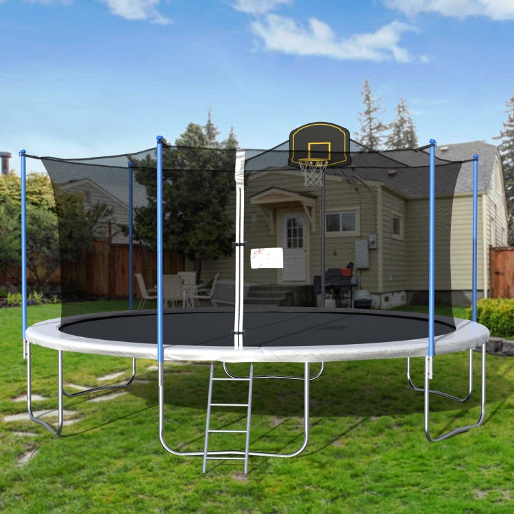 [US Warehouse] 16FT Outdoor Activity Round Trampoline Bouncing Bed with backboard(Black)