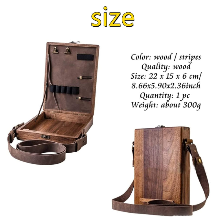 Multifunctional Artist Vintage Wooden Handmade Portable Messenger Bag (Khaki)