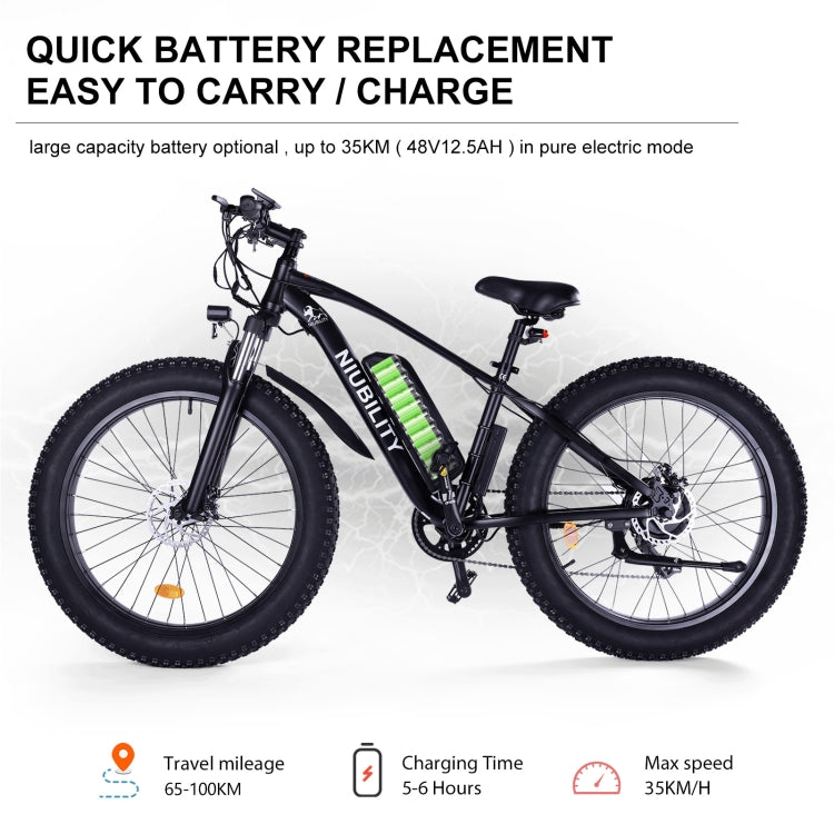 [EU Warehouse] NIUBILITY B26 42V 12.5AH 1000W Electric Bicycle with 26 inch Tires & LCD Display, EU Plug(Black)
