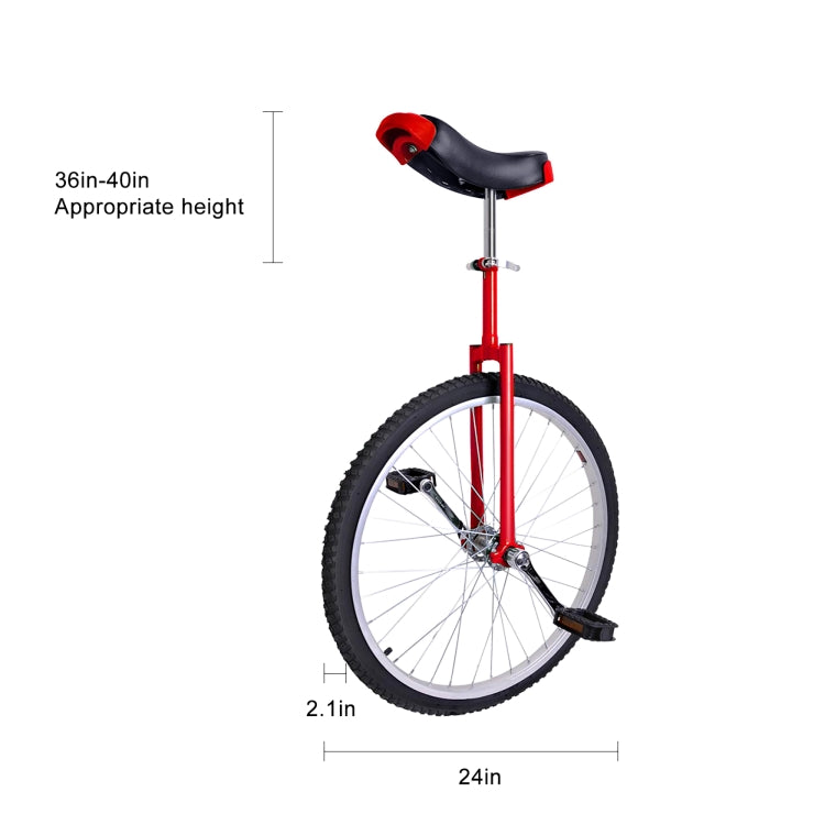 [US Warehouse] 24 inch Outdoor Sport Tire Wheel Cycling Wheel Unicycle (Red)
