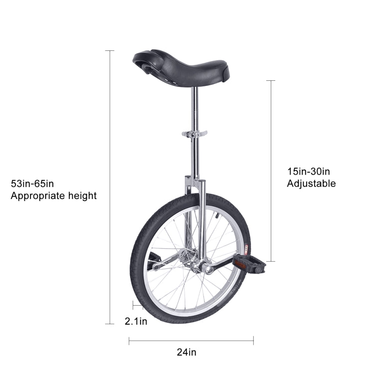 [US Warehouse] 24 inch Outdoor Sport Tire Wheel Cycling Wheel Unicycle (Black)