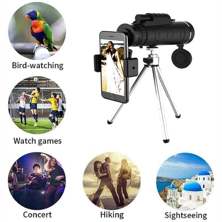 [US Warehouse] 40X60 Outdoor Waterproof Anti-fog High-power Prism Monocular Binoculars with Mobile Phone Holder