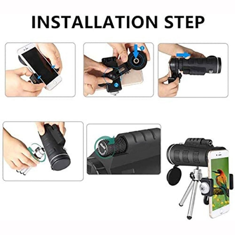 [US Warehouse] 40X60 Outdoor Waterproof Anti-fog High-power Prism Monocular Binoculars with Mobile Phone Holder