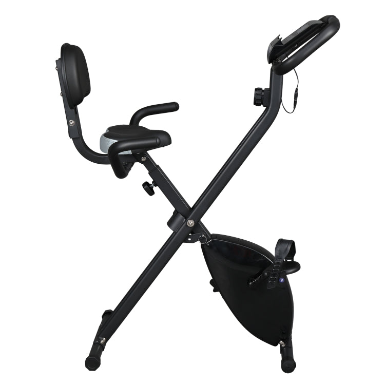 [US Warehouse] Home Foldable Exercise Bike with 3.31 lbs Magnetic Control Flywheel & Electronic Instrument & Backrest