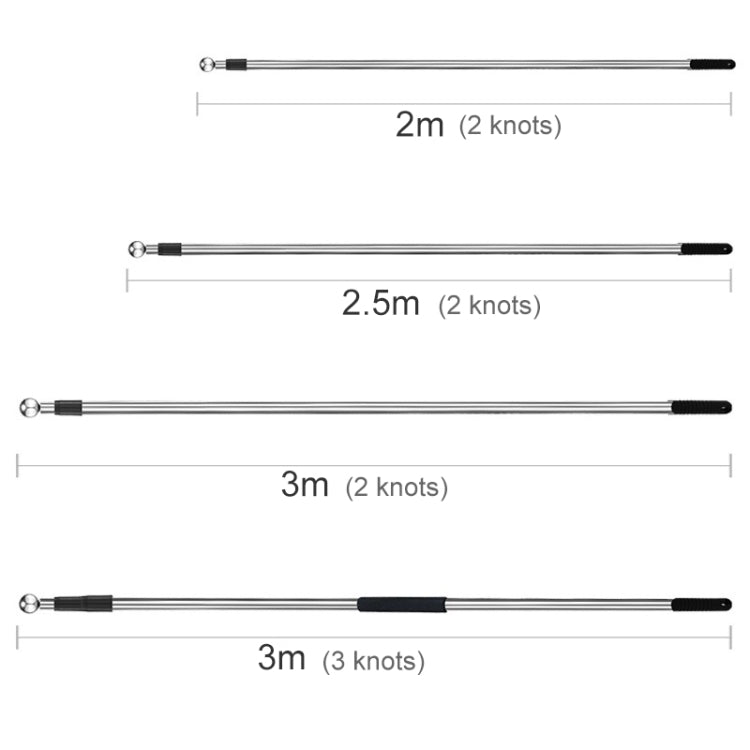 10 PCS 2.5M 2 Knots Multi-function Telescopic Stainless Steel Teaching Stick Guide Flagpole Signal Flag