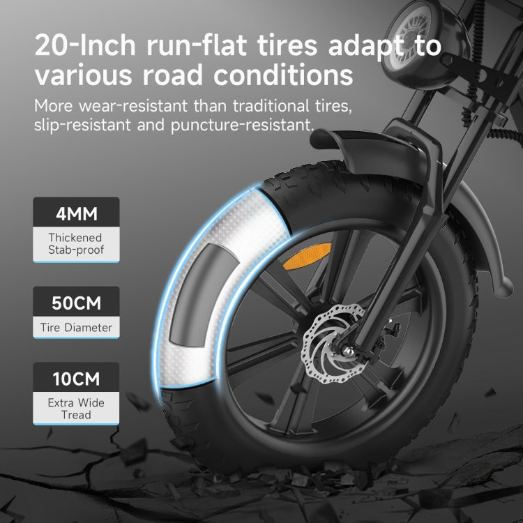 [EU Warehouse] HAPPYRUN G50 750W 48V / 18AH Electric Bicycle with LED Display & 20 inch Tires, EU Plug(Black)