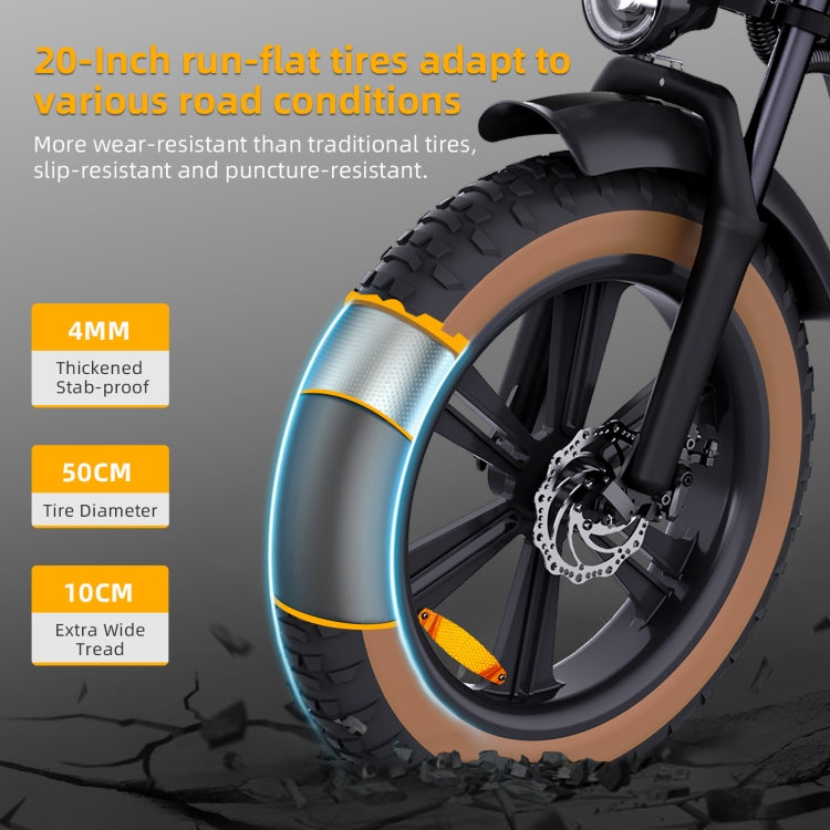 [US Warehouse] HAPPYRUN G60 750W 48V / 18AH Electric Bicycle with LED Display & 20 inch Tires, US Plug