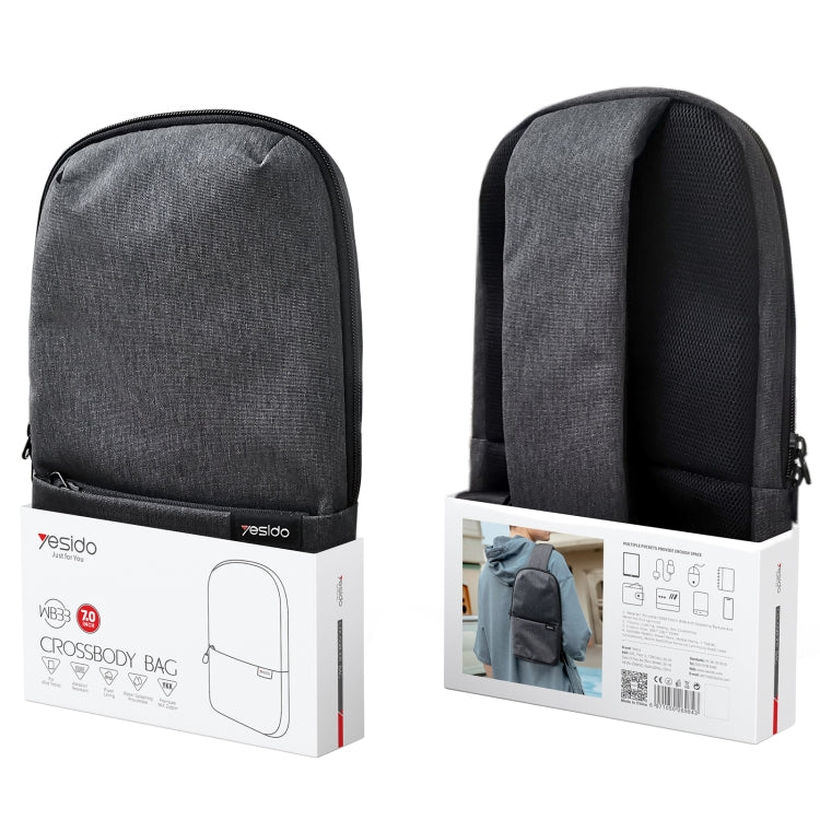 Yesido WB33 Casual Business Chest Bag Oxford Cloth Shoulder Messenger Bag (Black)