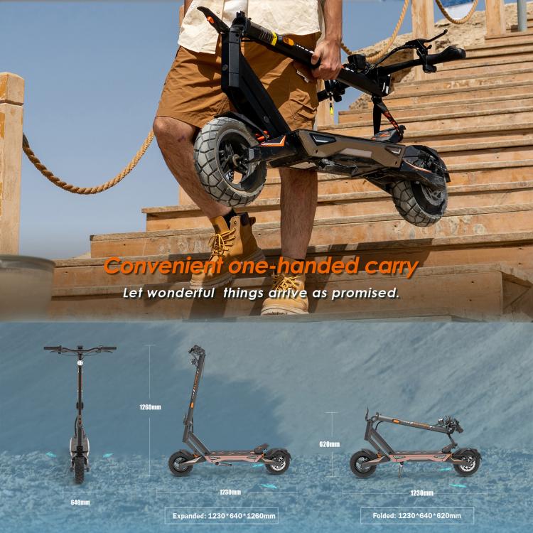 [EU Warehouse] Kukirin T3 800W 45km/h Max Speed Folding Electric Scooter with 10 inch Vacuum Tires & 14-Light System, EU Plug - Black