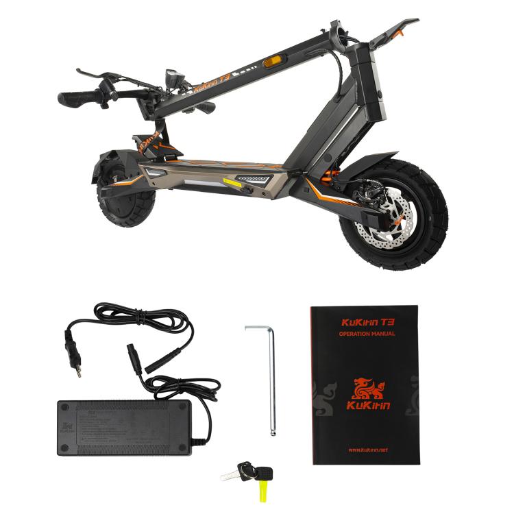 [EU Warehouse] Kukirin T3 800W 45km/h Max Speed Folding Electric Scooter with 10 inch Vacuum Tires & 14-Light System, EU Plug - Black