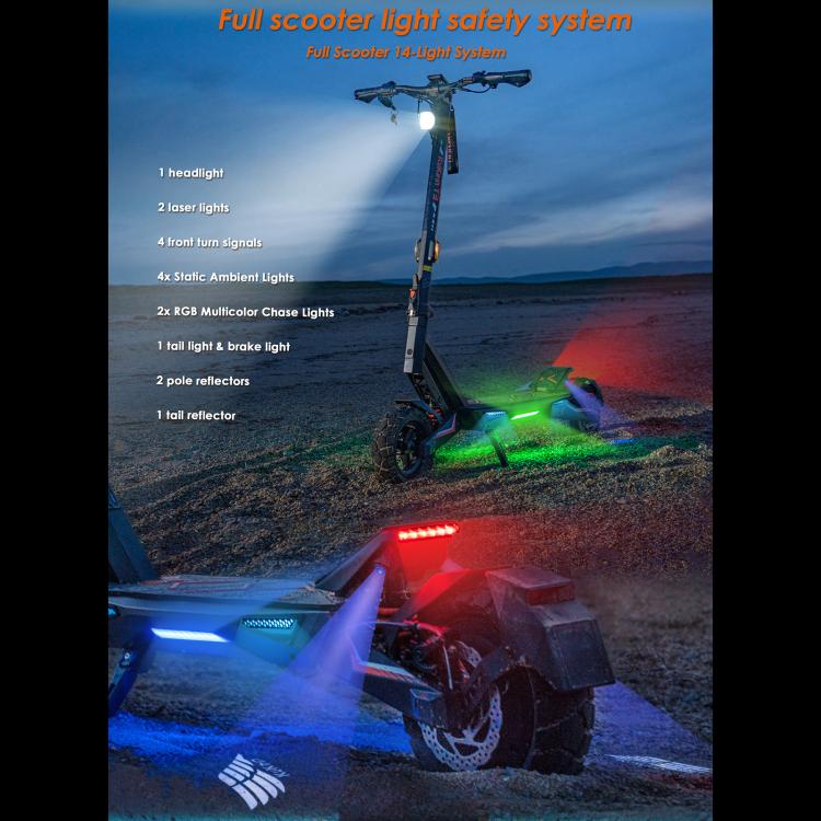 [EU Warehouse] Kukirin T3 800W 45km/h Max Speed Folding Electric Scooter with 10 inch Vacuum Tires & 14-Light System, EU Plug - Black