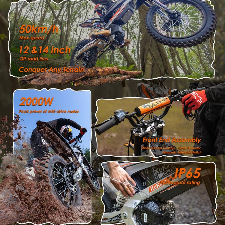 [EU Warehouse] Kukirin X1 1000W 50km/h Max Speed Electric Off-road Motorcycle with 14-inch Front / 12-inch Rear Tires, EU Plug