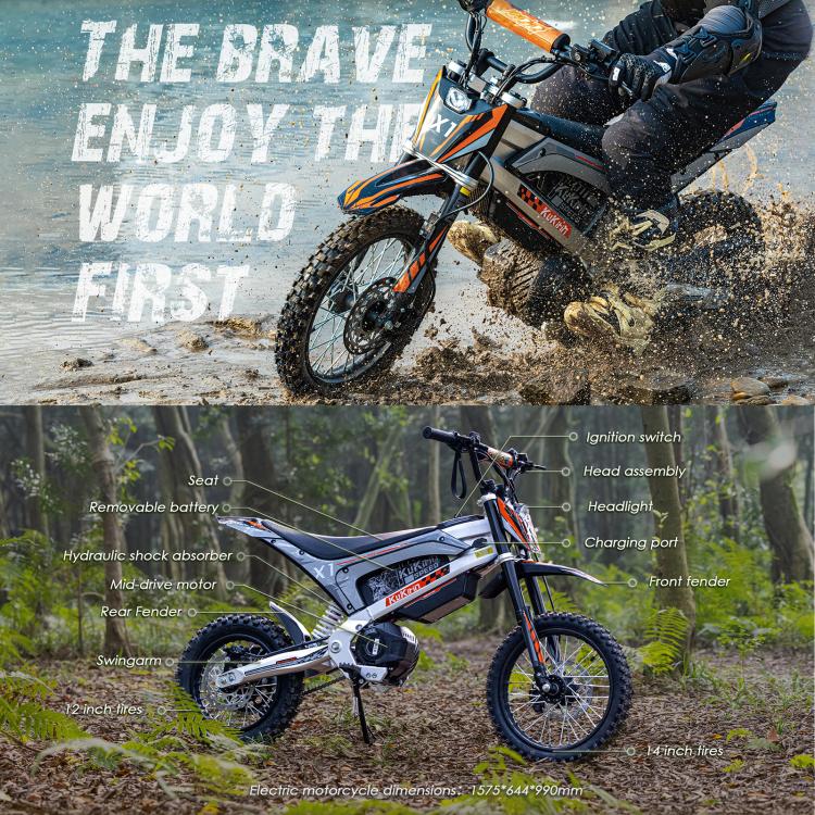 [EU Warehouse] Kukirin X1 1000W 50km/h Max Speed Electric Off-road Motorcycle with 14-inch Front / 12-inch Rear Tires, EU Plug