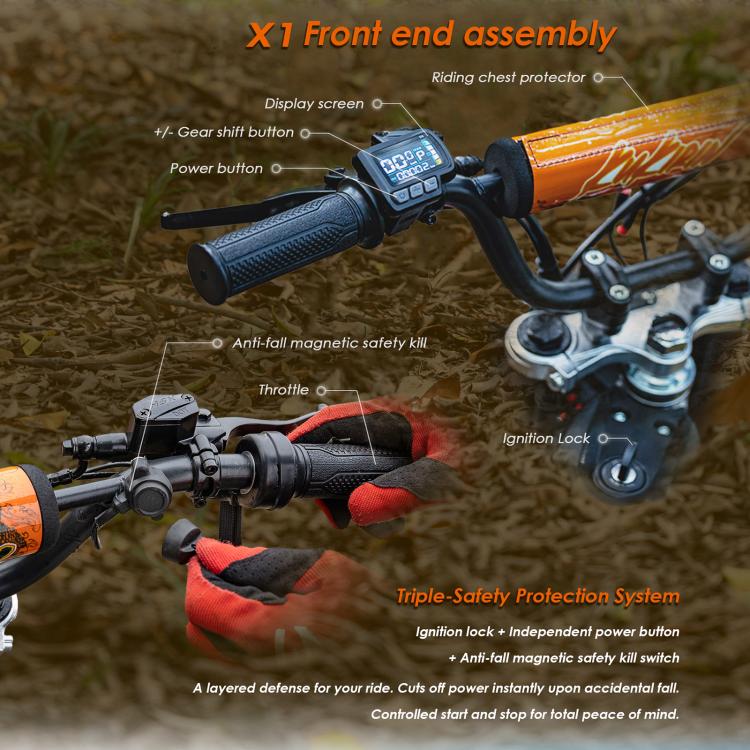 [EU Warehouse] Kukirin X1 1000W 50km/h Max Speed Electric Off-road Motorcycle with 14-inch Front / 12-inch Rear Tires, EU Plug