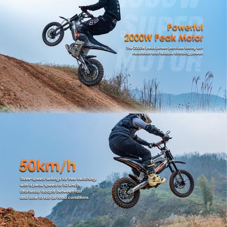 [EU Warehouse] Kukirin X1 1000W 50km/h Max Speed Electric Off-road Motorcycle with 14-inch Front / 12-inch Rear Tires, EU Plug