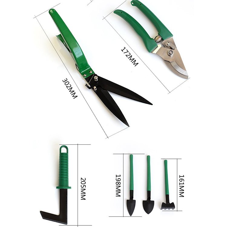 10 PCS / Set Garden Tool Set Gardening Pruning Shears Rake Scoop Weeder Accessories Kit(Green)