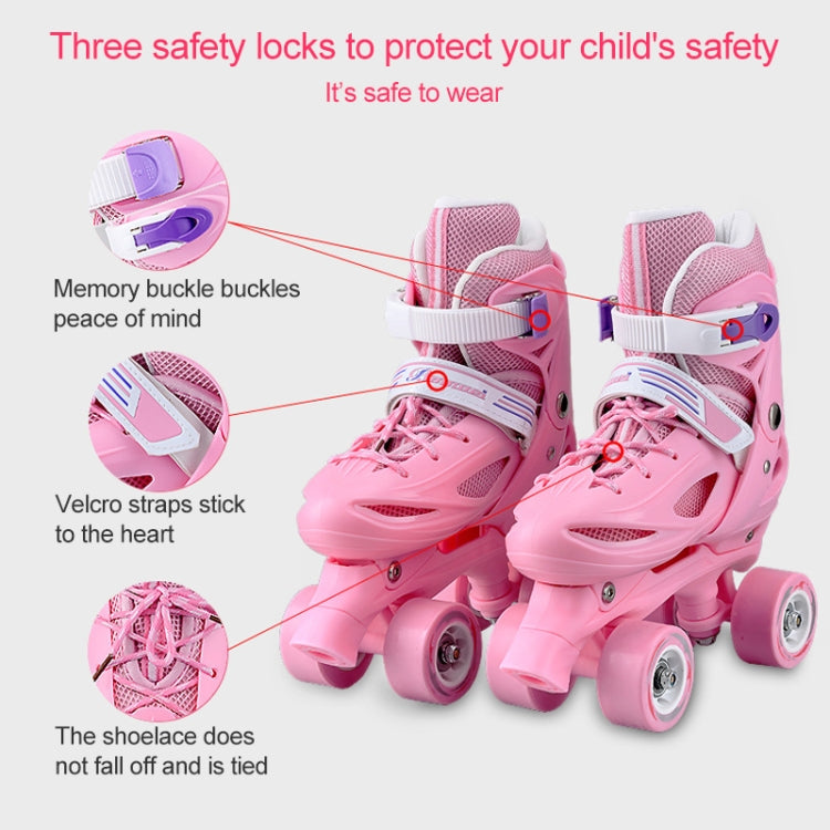Banwei Children Double Row Four-wheel Roller Skates Skating Shoes, Size : M(Pink)