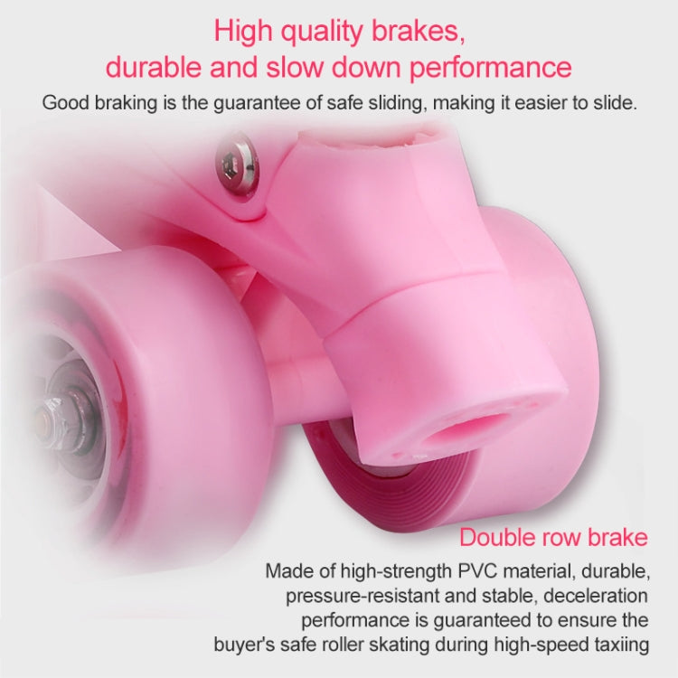 Banwei Children Double Row Four-wheel Roller Skates Skating Shoes, Size : M(Pink)
