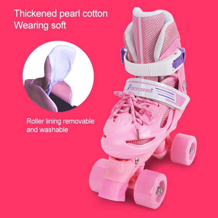 Banwei Children Double Row Four-wheel Roller Skates Skating Shoes, Size : M(Pink)