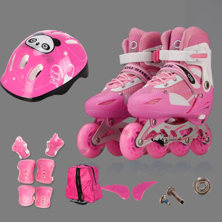 Oushen Adjustable Full Flash Children Single Four-wheel Roller Skates Skating Shoes Set, Size : S