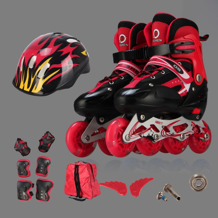 Oushen Adjustable Full Flash Children Single Four-wheel Roller Skates Skating Shoes Set, Size : S
