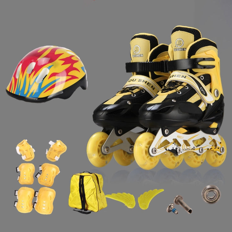 Oushen Adjustable Full Flash Children Single Four-wheel Roller Skates Skating Shoes Set, Size : S