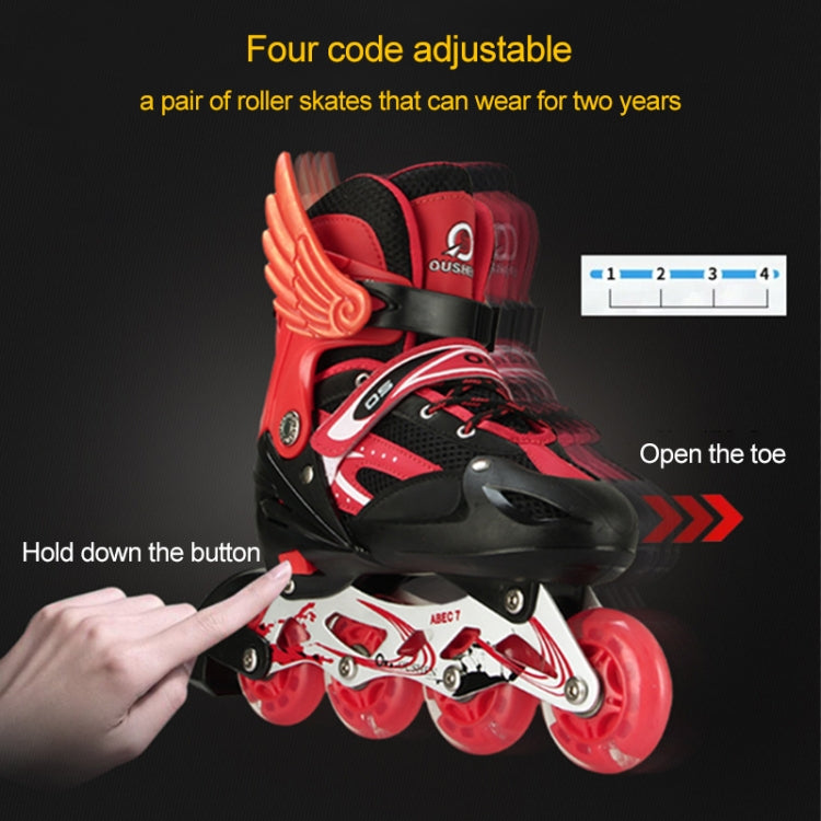 Oushen Adjustable Full Flash Children Single Four-wheel Roller Skates Skating Shoes Set, Size : M