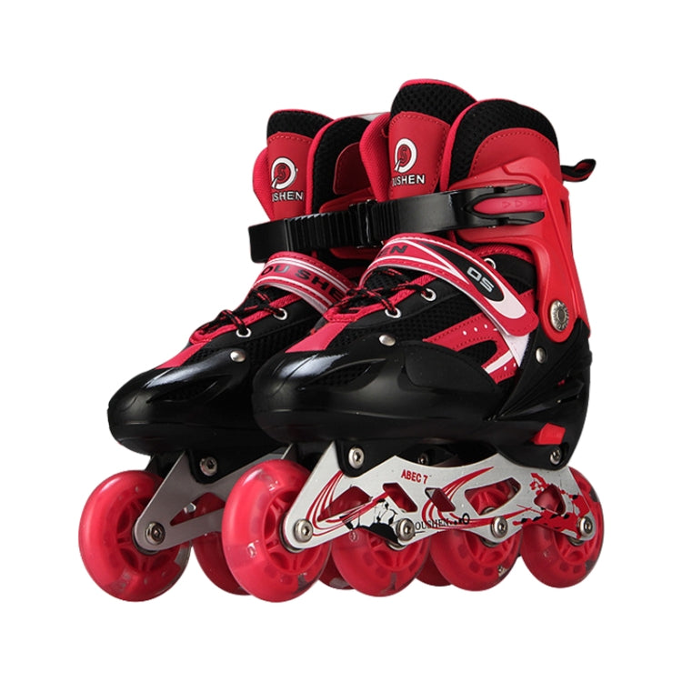 Oushen Adjustable Full Flash Children Single Four-wheel Roller Skates Skating Shoes Set, Size : M