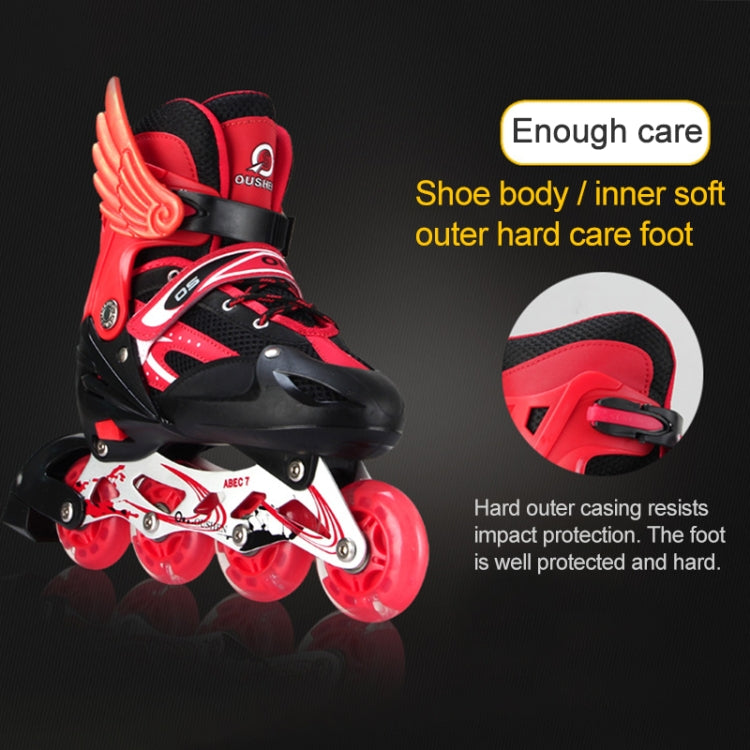 Oushen Adjustable Full Flash Children Single Four-wheel Roller Skates Skating Shoes Set, Size : M
